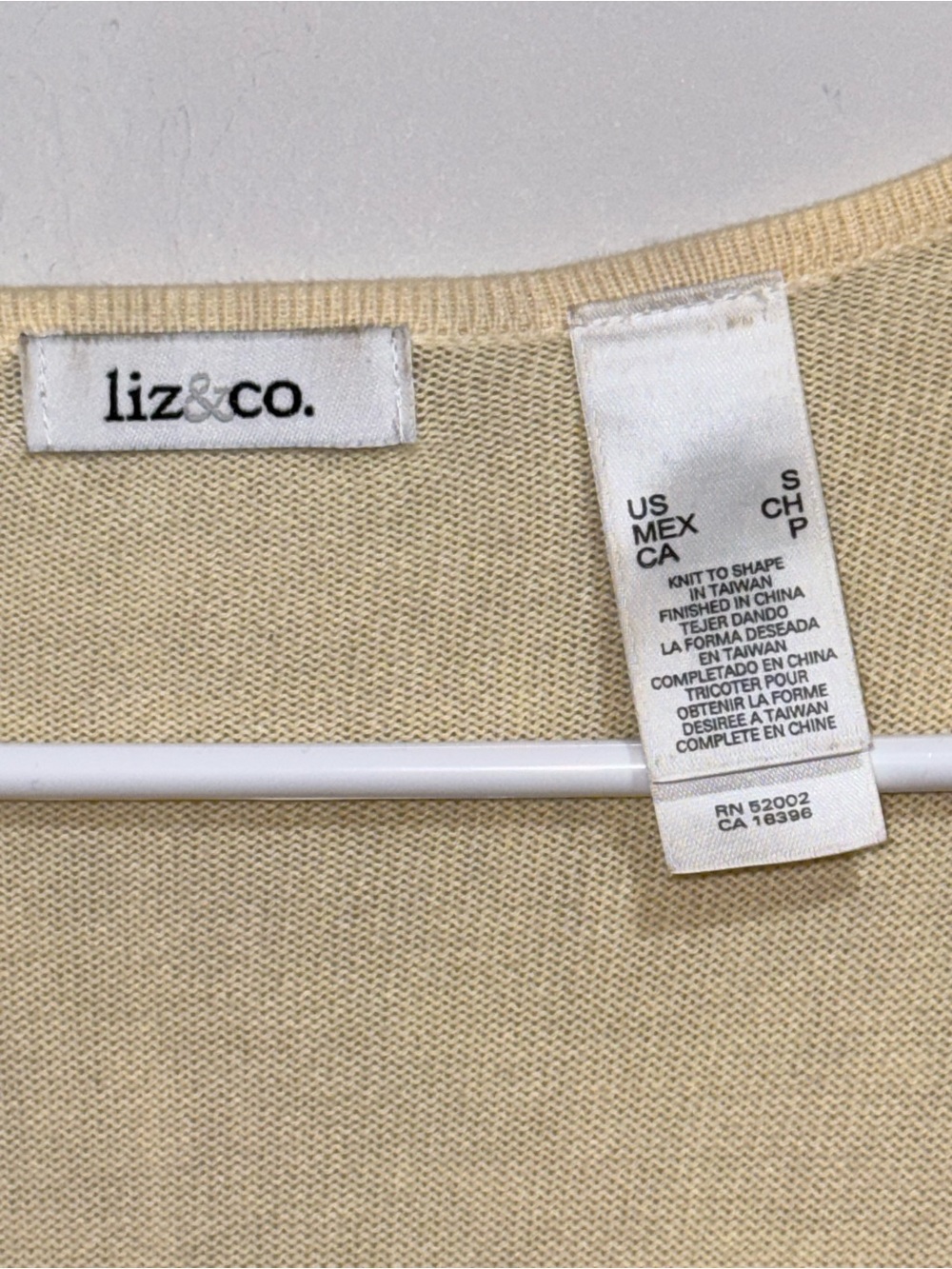 Liz & Co. Yellow Rhinestone Embellished Trim Knit Cardigan Sweater Small EUC - Picture 3 of 4